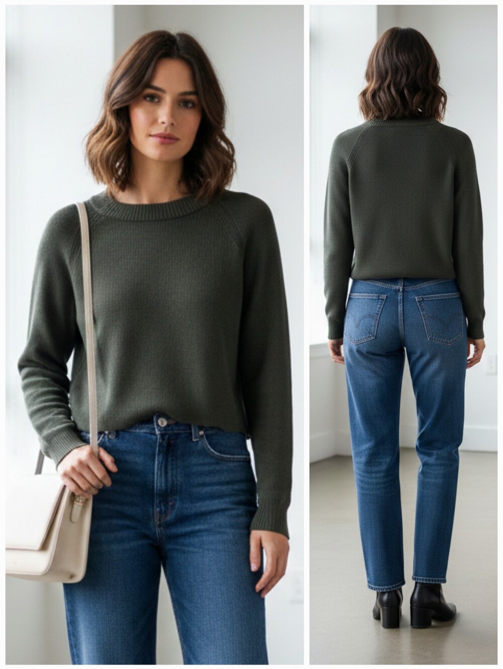 Wilfred L Modern Contemporary Minimalist Preppy Stretcy Ribbed Knit Sweater